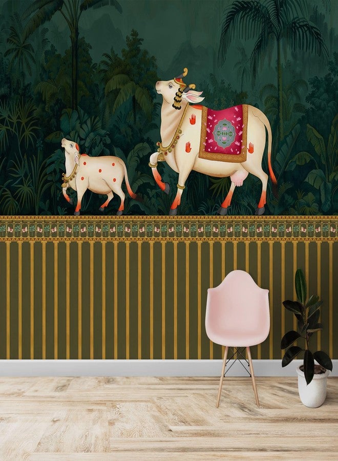 999STORE Green Pichwai Classic Art Wall Décor Indian Wallpaper Wallpaper for Walls Bedroom (Non8X60457) - Image 2